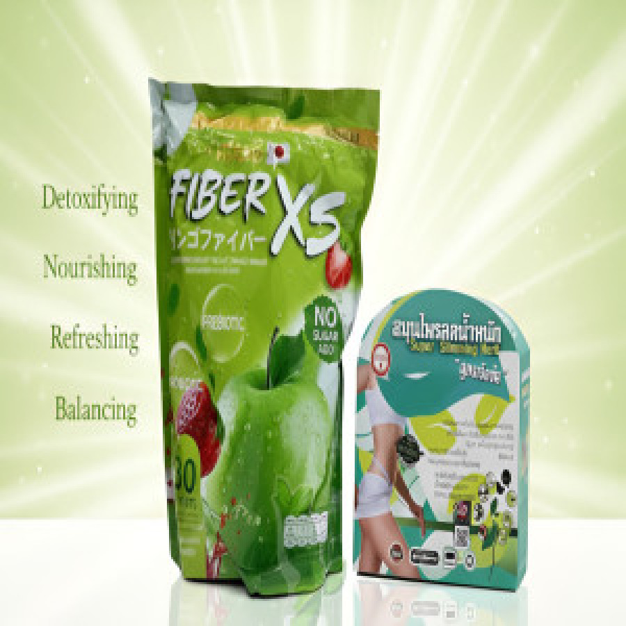 Mikeo Mixed Fiber Prebiotic & Thai Super Slimming Herb Capsule Supplement Combo