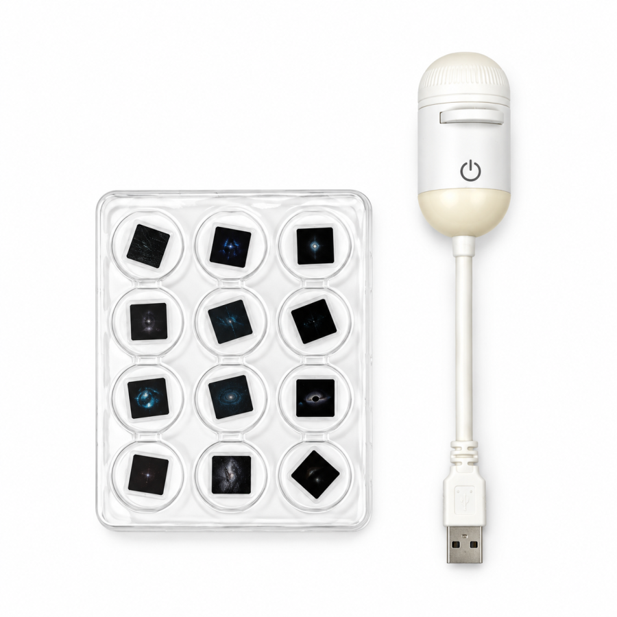 2-in-1 USB Mini Galaxy Star Projector & Bedside Night Light with 360° Flexible Design & 12 Interchangeable Disks