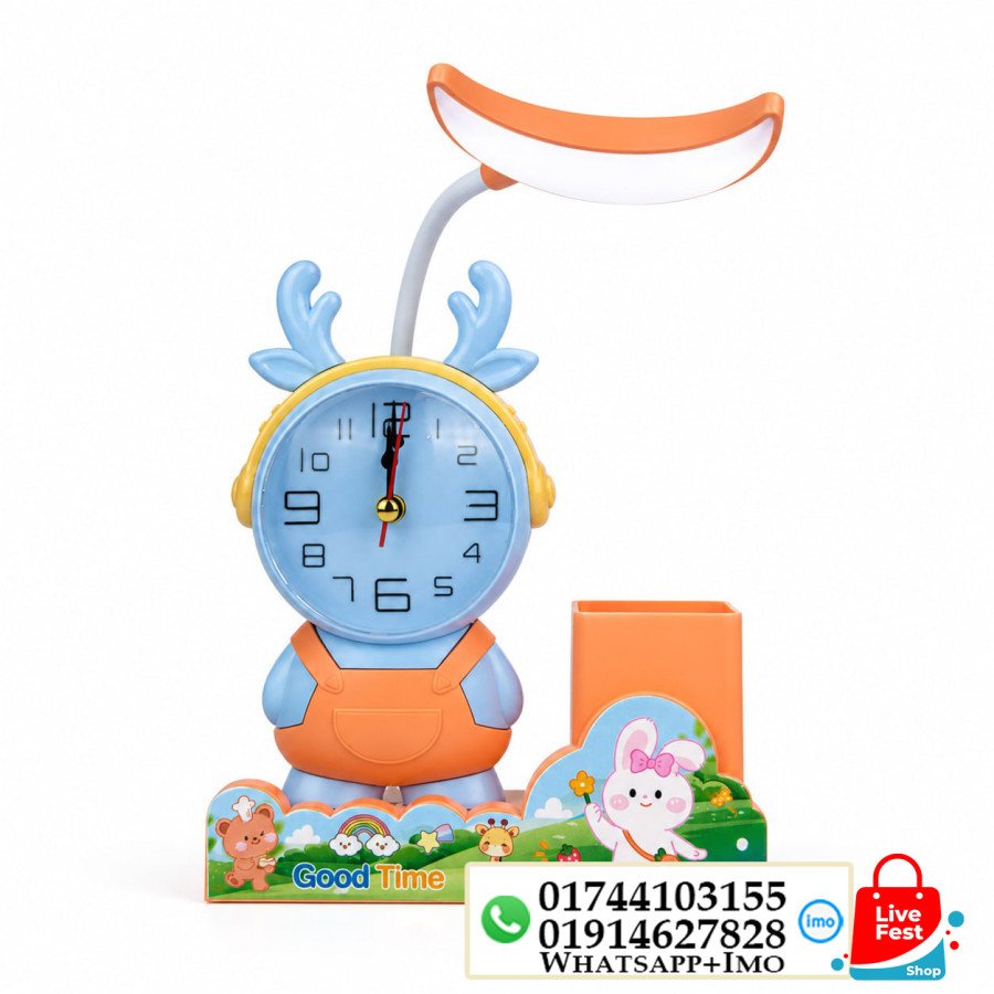 3 in 1 Table Lamp with Analog Clock & Pen Holder 5160