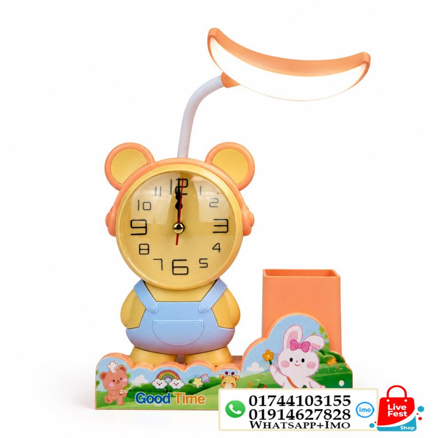 3 in 1 Table Lamp with Analog Clock & Pen Holder 5160