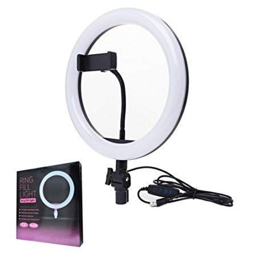 6 Ft Tripod Stand + 10″ Ring Light + K8 Wireless Microphone