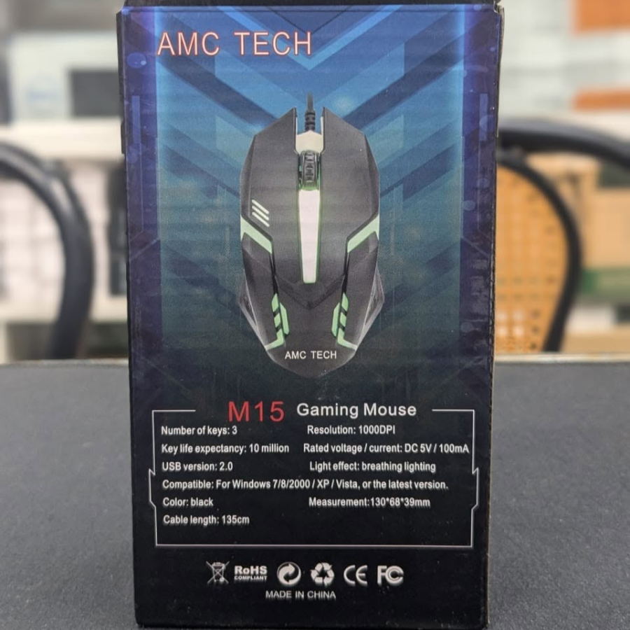 AMC TECH M15 Wired Gaming Mouse with Adjustable DPI, RGB Lighting