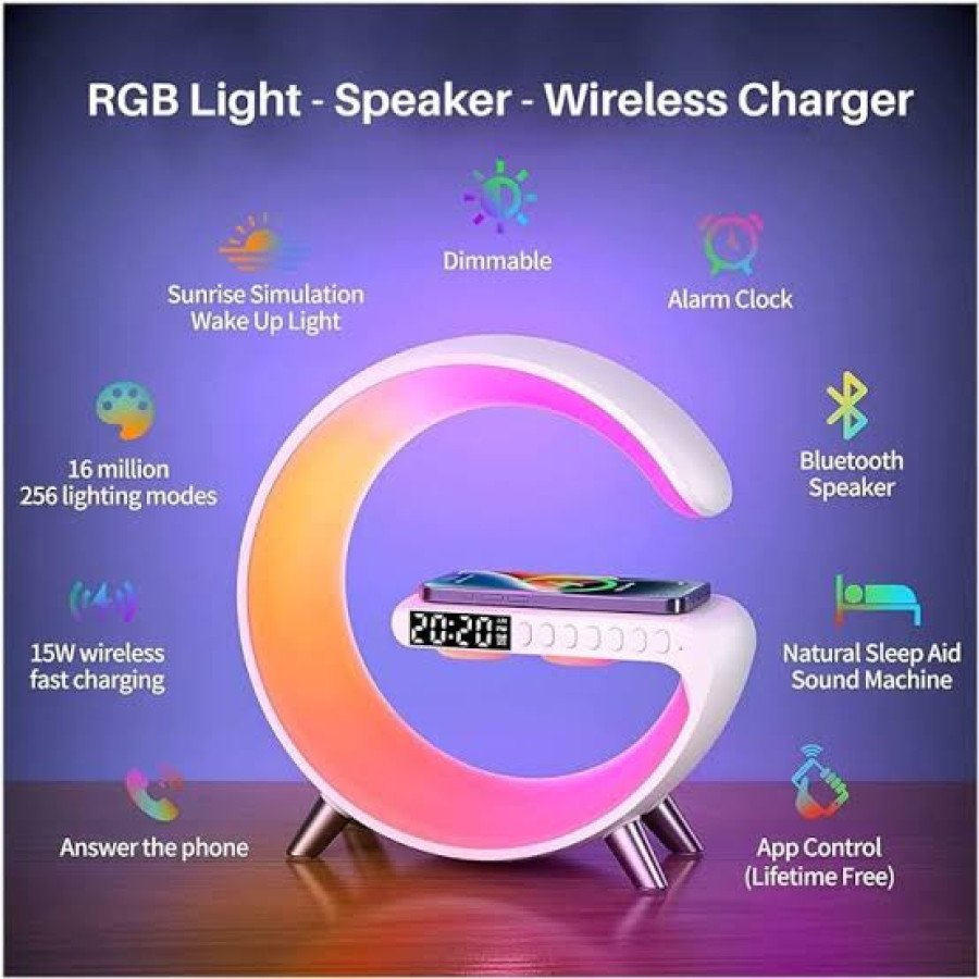 Crescent Glow – RGB Wireless Charging Clock