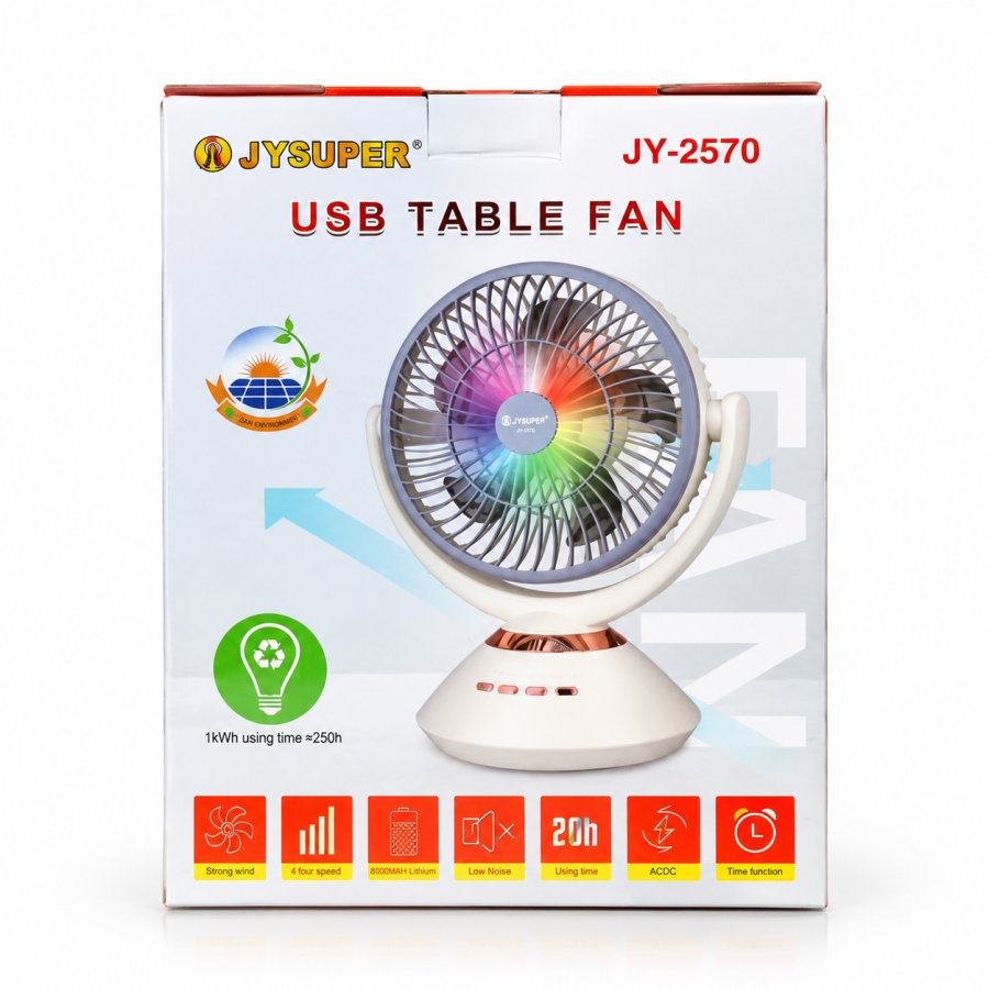 JYSUPER JY-2570 Rechargeable Fan with LED Light